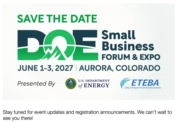 2027 DOE Small Business Forum and Expo Save the Date