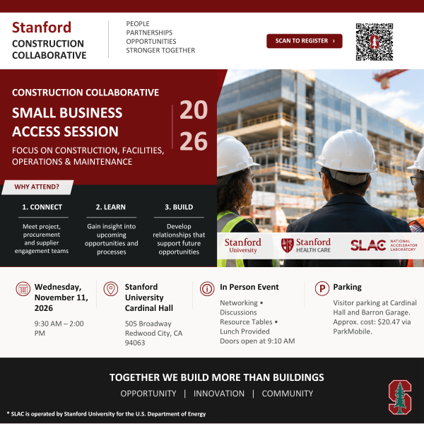 stanford construction collaborative small business access session November 11 2027 flyer